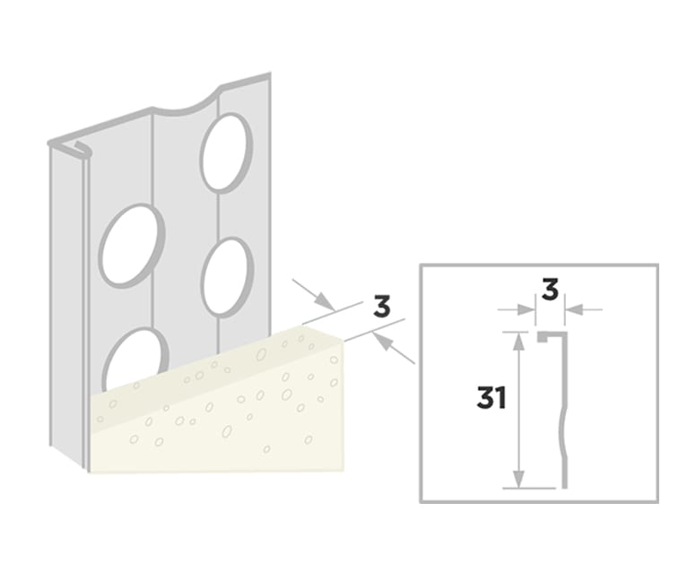 Product afbeelding voor Ripstaal Stucstopprofiel 1236 250cm 3mm Aluzink