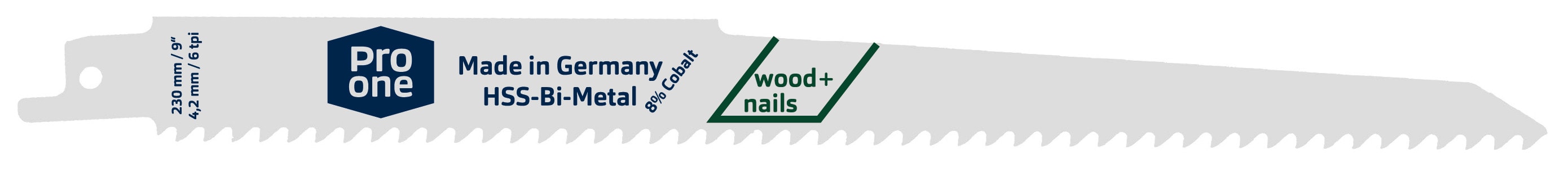 Pro-One Reciprozaagblad S1111DF 230mm HSS Bi-metaal Voor Hout met nagels 5st