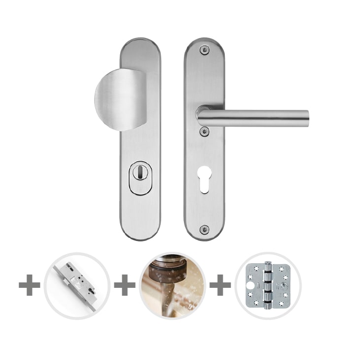 Product afbeelding voor Skantrae Hang&Sluitwerkpakket 41 201-211 R2 RVS Titaan Ovaal Sleutelbediend Meerpuntssluiting En 4x AXA Scharnier