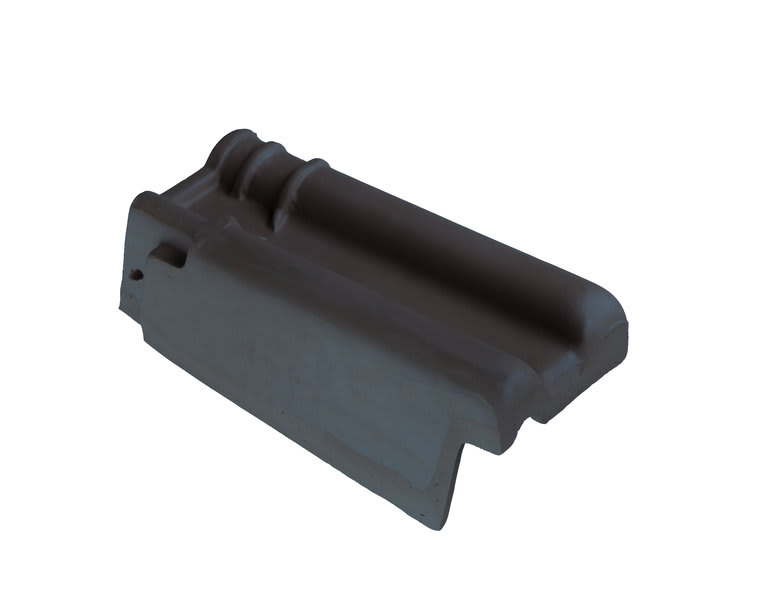 Monier Kruispan Halve Gevelpan Links Blauw Gesmoord