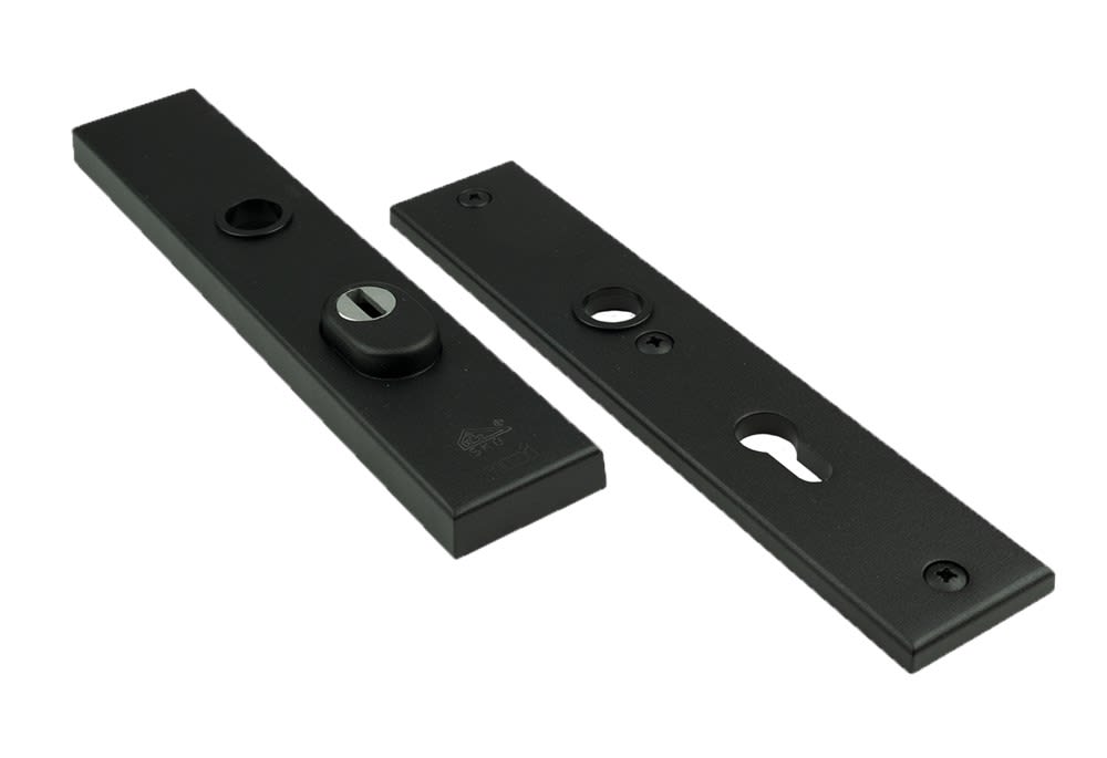 AMI Veiligheidslangschild 251/51 Recht Met Kruk-/Profielcilindergat 251x50mm PC55 Aluminium Zwart SKG3 Met Kerntrekbeveiliging