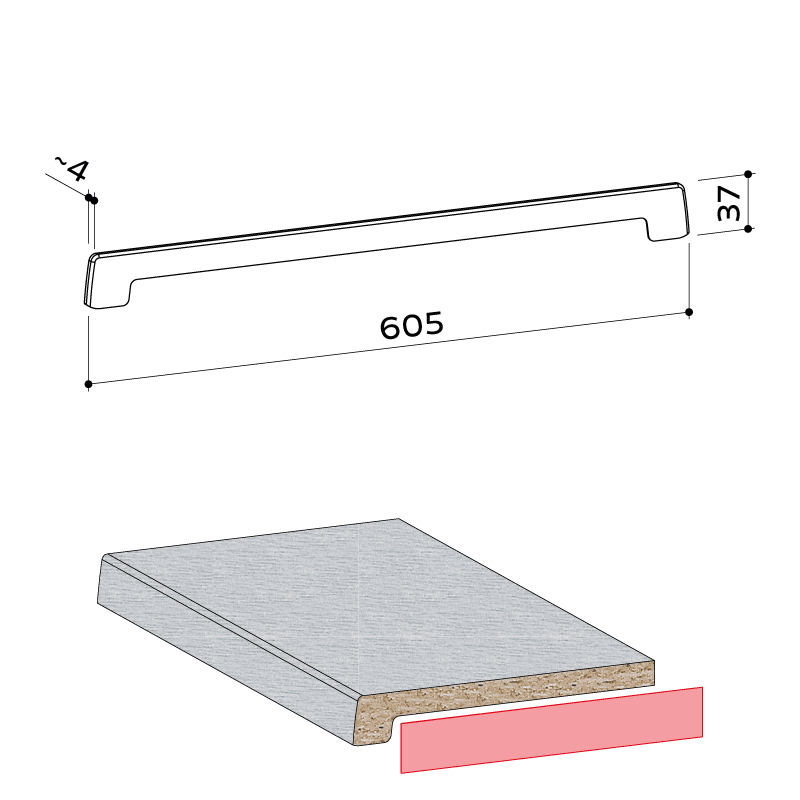 Werzalit Eindkap 37x605mm Wit