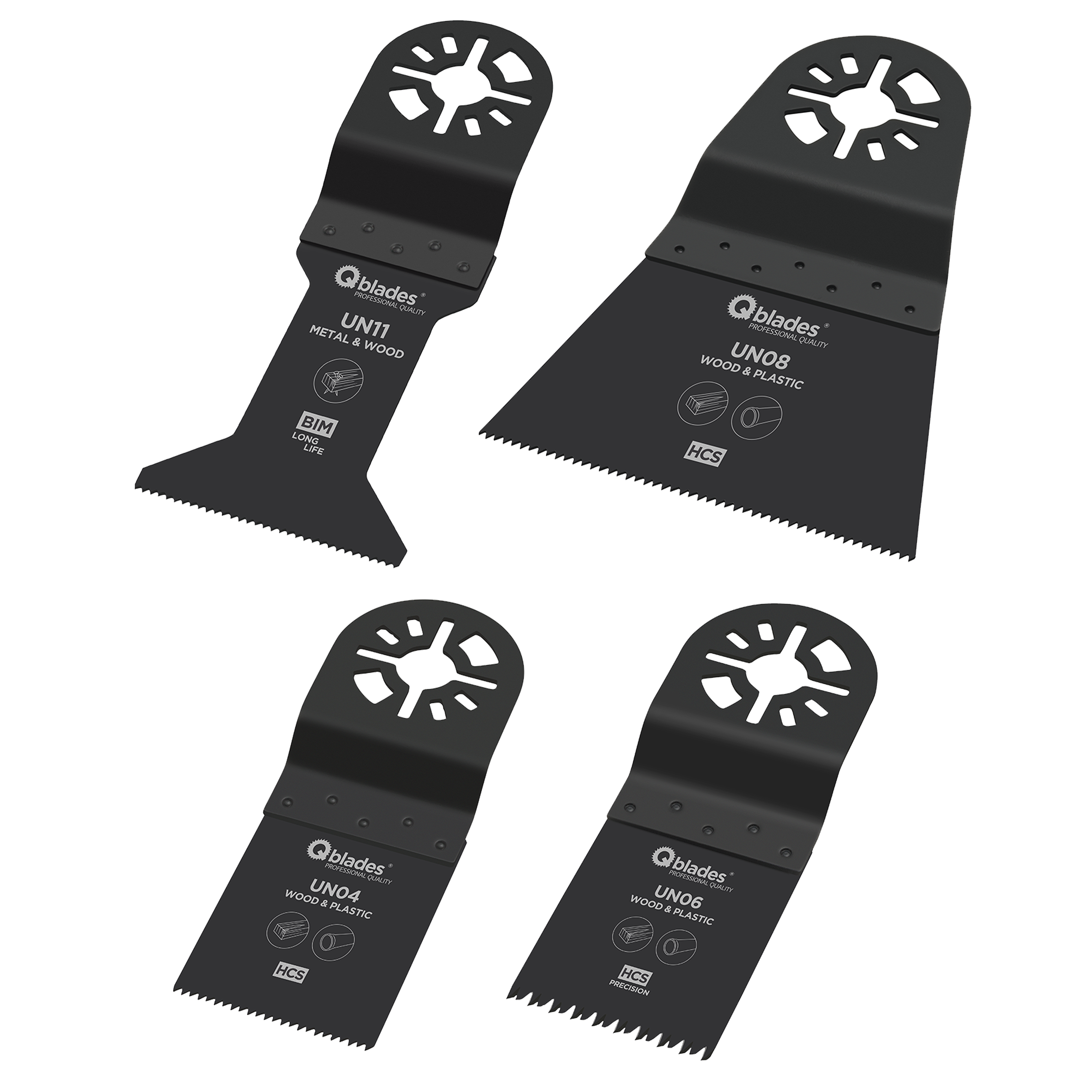 Qblades Zaagbladenset Standaard UN92 4st Hout/Metaal