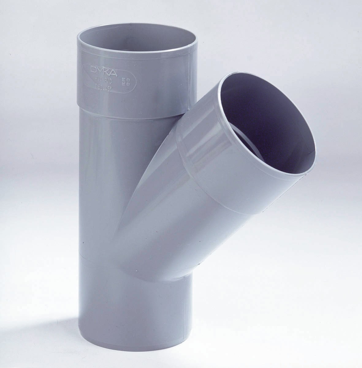 Dyka PVC RWA T-Stuk 70mm 45 Graden 2x Lijmmof/Spie Grijs