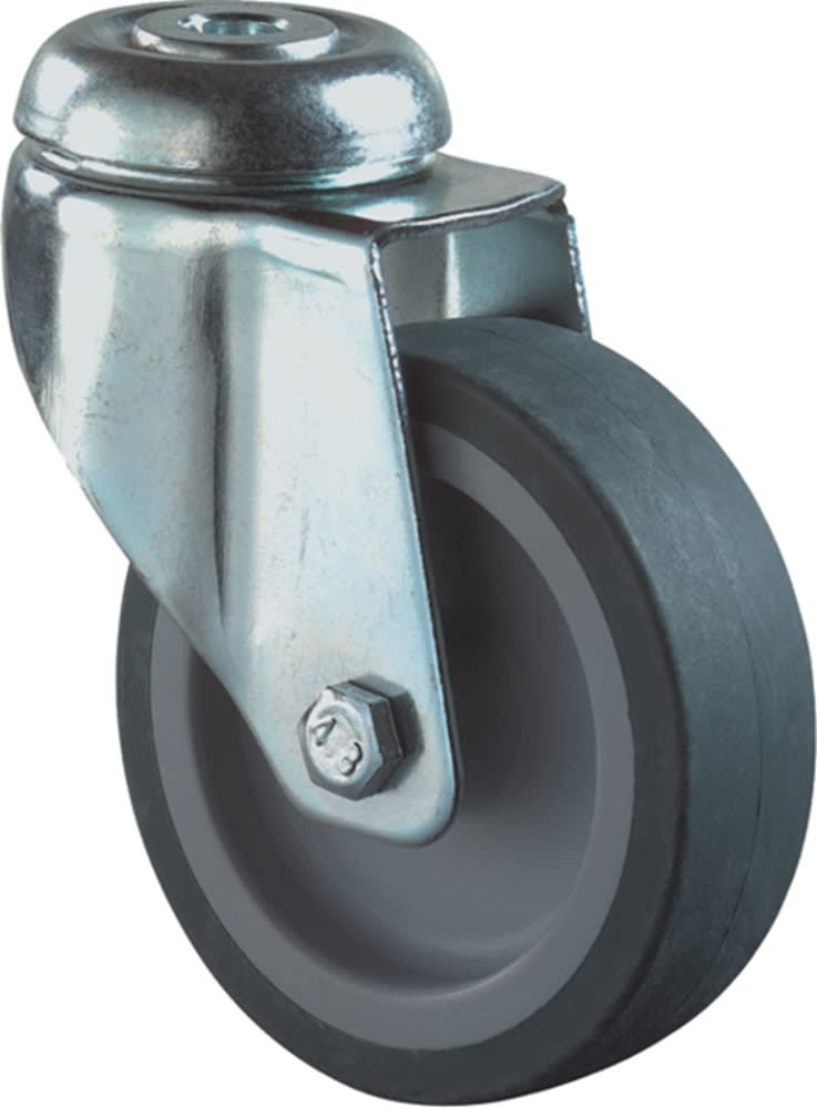 Kelfort Zwenkwiel Met Glijlager 125mm 100kg Met Boutgat Verzinkt Zwart