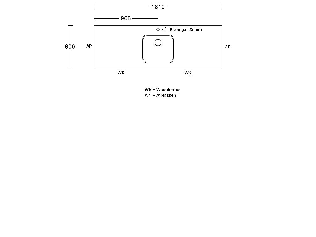 Product afbeelding voor Procasa Keuken Werkblad 181x60cm Multiplex Zwart DE 2390 Voorzien Van Waterkering Zijkanten Afgewerkt Inclusief Spoelbak Lanseto 043N