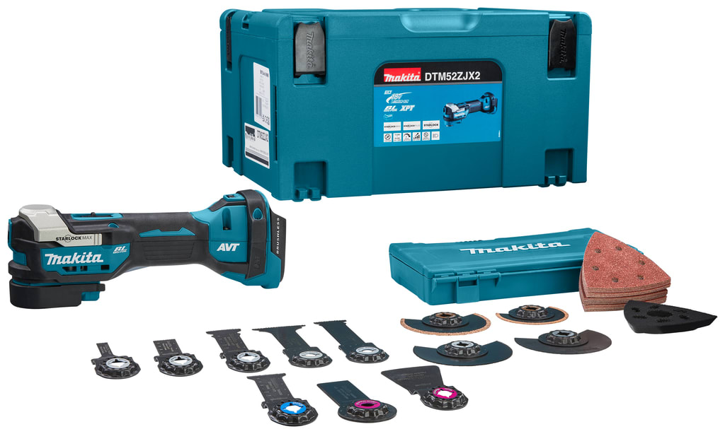 Makita Accu Multitool DTM52ZJX2 18V Zonder Accu En Lader Met Accessoireset In Mbox