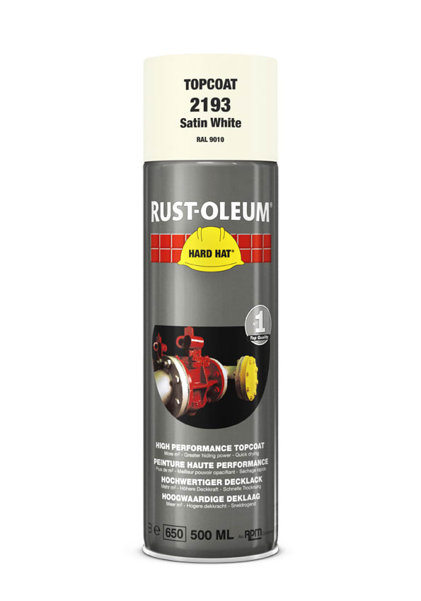 Rust-Oleum Deklaag Hard Hat 2193 500ml Zijdeglans Wit RAL9010
