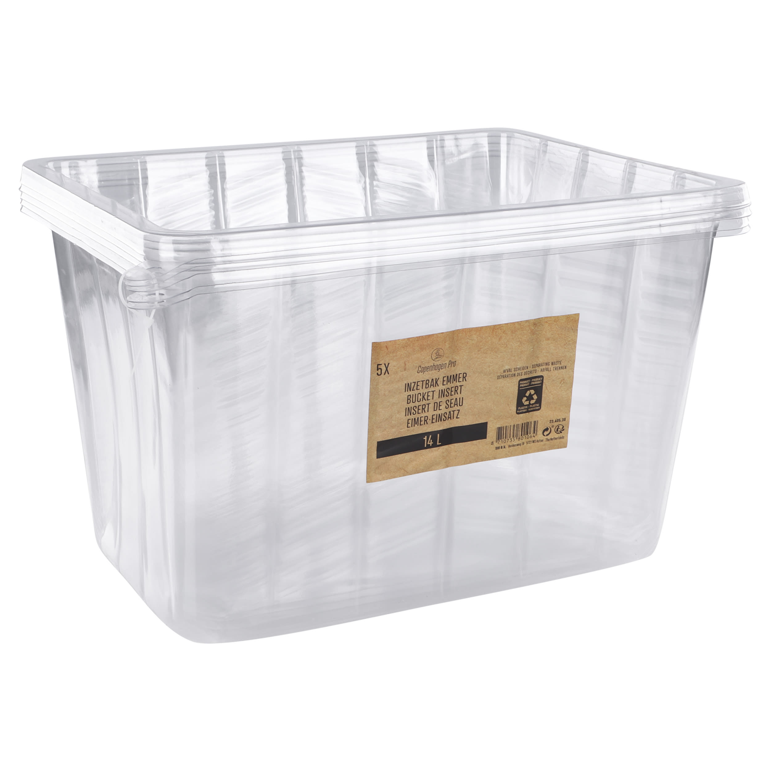 Copenhagen Pro Inzetbak Voor Verfemmer 14L Kunststof Transparant Stapelbaar 5st