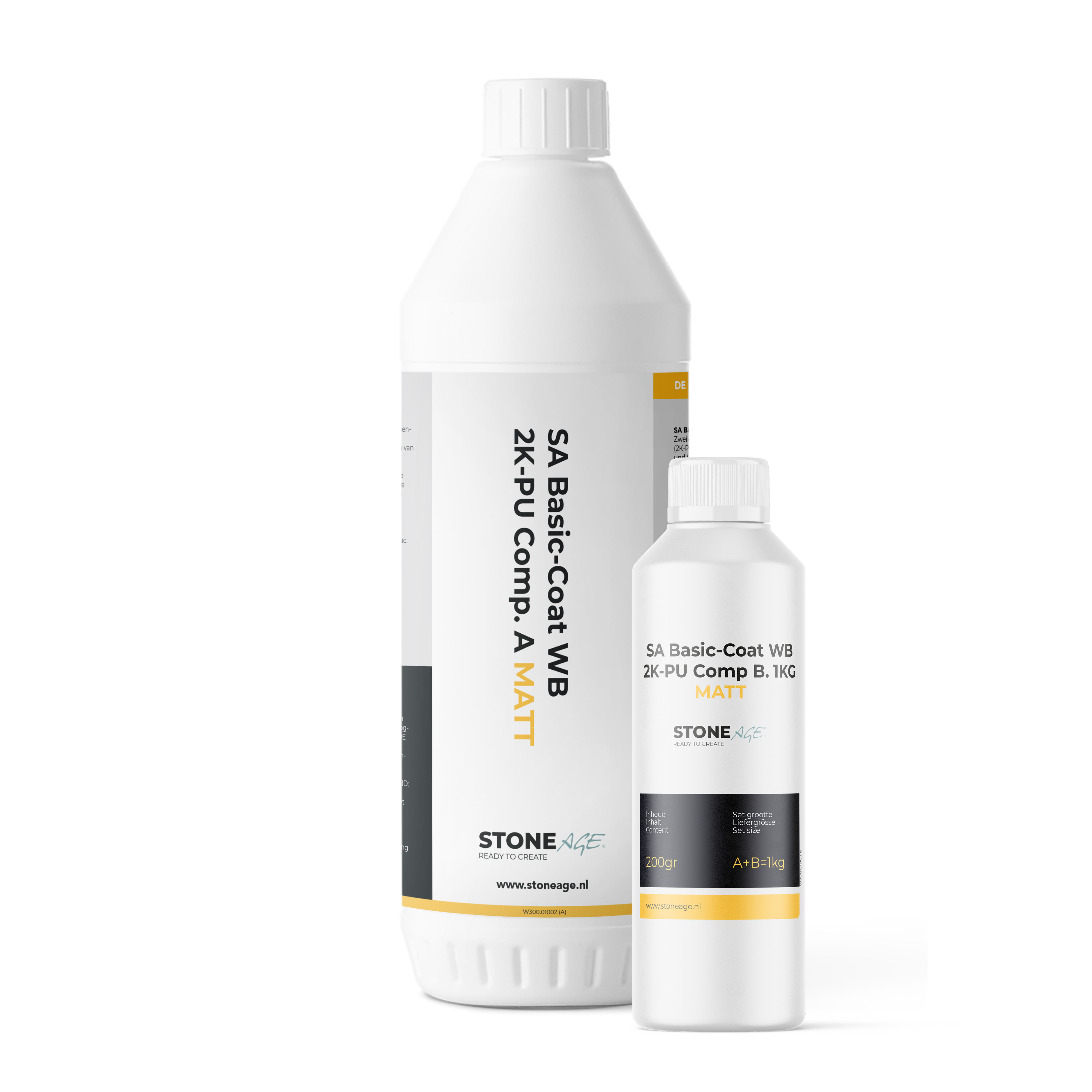 Product afbeelding voor Stone Age Basic Coat 2K PU 1 Liter Mat Waterbasis Voor Basebeton