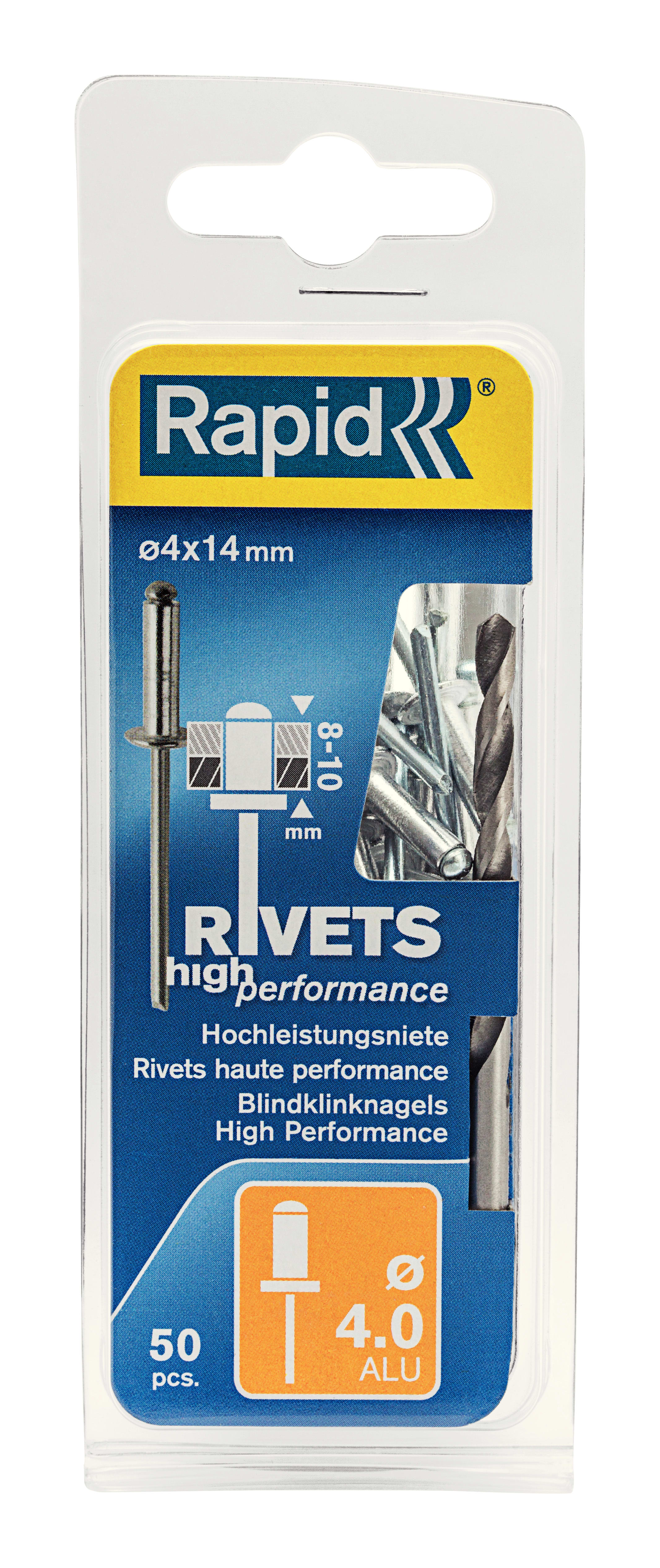 Rapid Blindklinknagel High Performance 4.0x14mm Aluminium Met Boor 50st