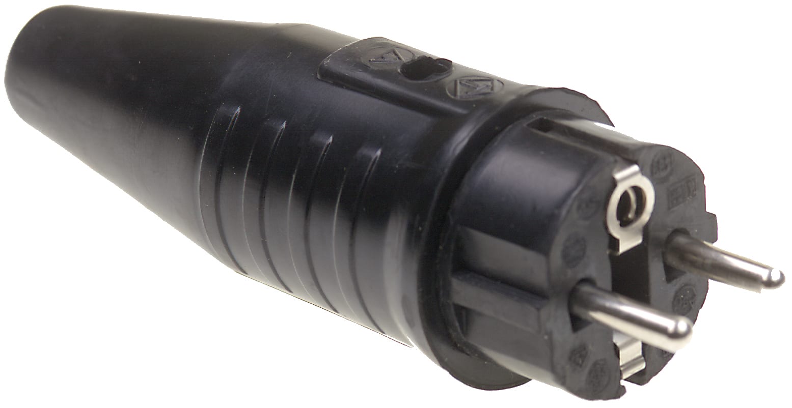 ABL Stekker Volrubber 2P+ Randaarde Zwart