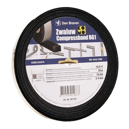 Zwaluw Compressieband 15x30mm 5.6m Antraciet