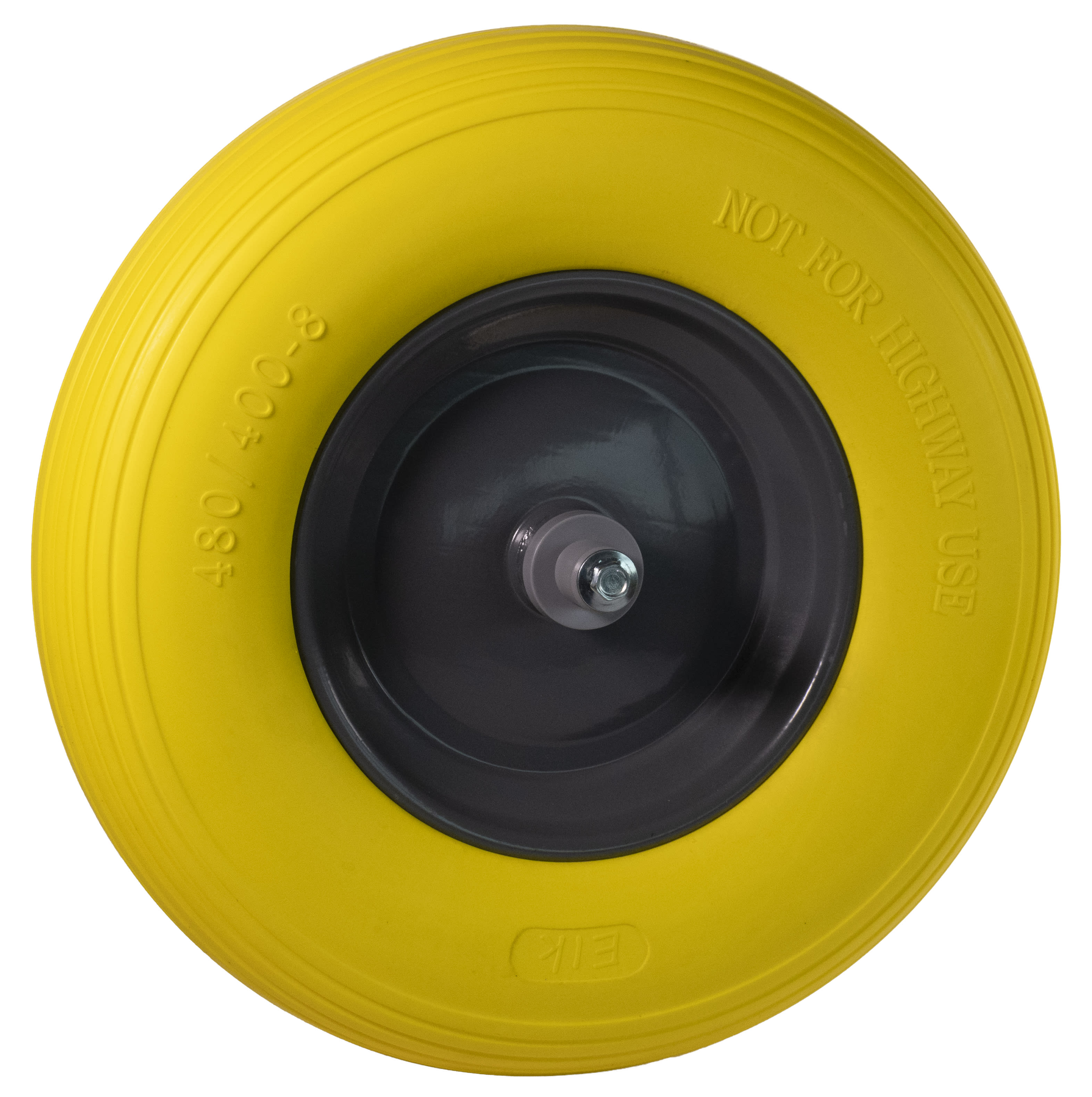 Kruiwagenwiel Met Kogellager 400x8mm Loopvlak Foam Geel Velg Zwart