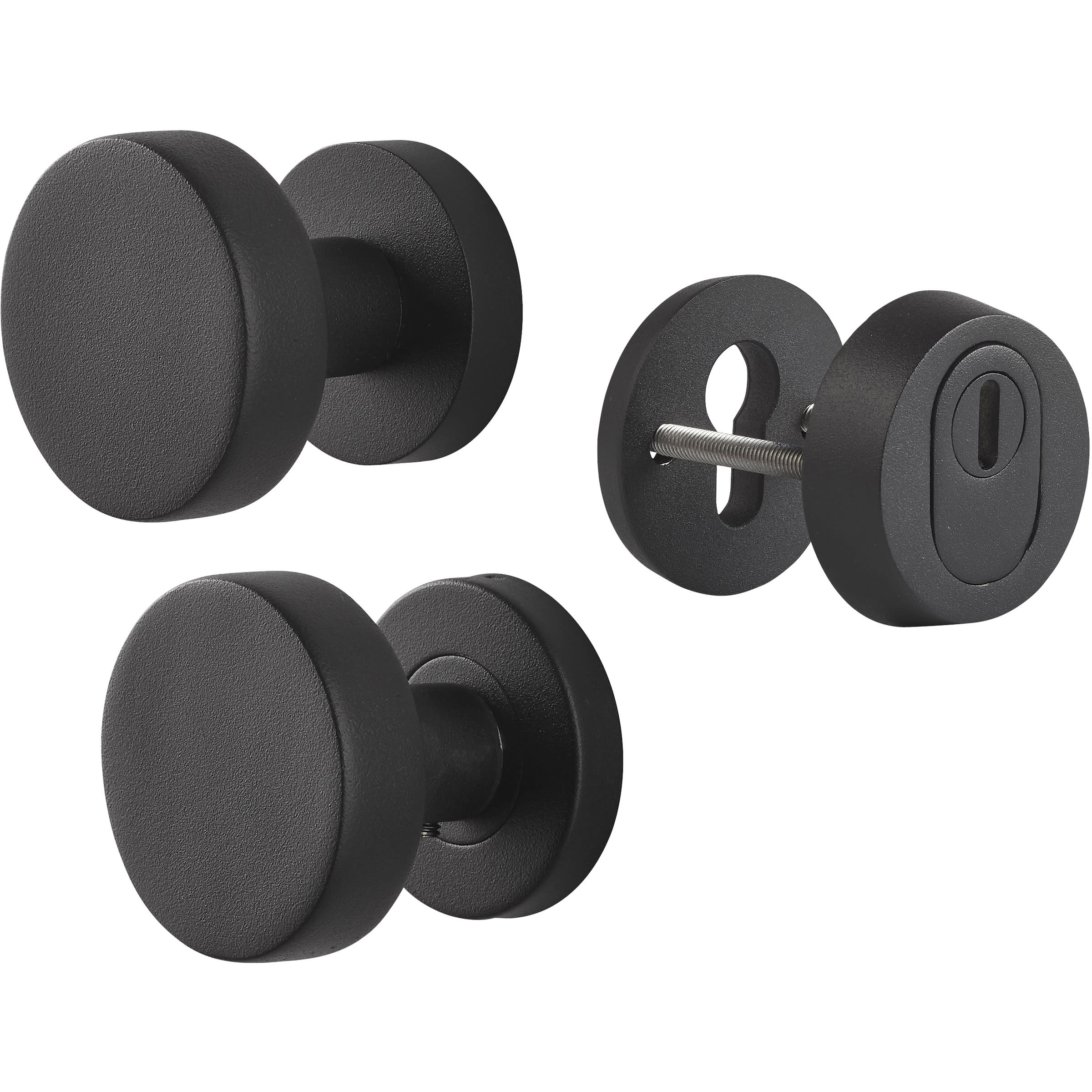 Skantrae Hang&Sluitwerkpakket 92 201-211 R2 Zwart Malva 1/2 Knopkruk Musca Knop Juno Rozet Rond Kerntrekbeveiliging Meerpuntssluiting En 4x AXA Scharnier