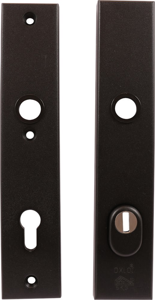 Oxloc Veiligheidslangschild Recht Met Kruk-/Profielcilindergat 251x50mm PC92 Aluminium Zwart SKG3