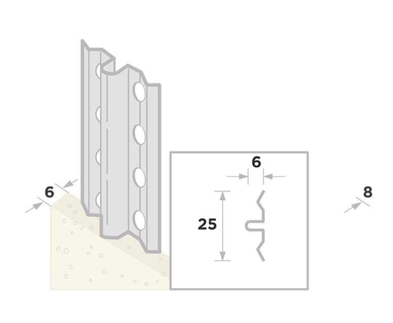 Ripstaal Guide Profiel 1106 300cm 6mm Aluzink
