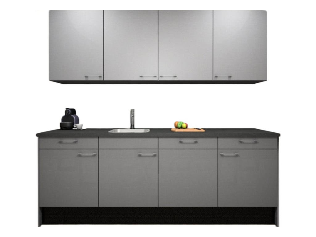 Procasa Keuken 240cm Compleet Grey Spoelbak Links Uit Midden Met Geintegreerde Vaatwasser