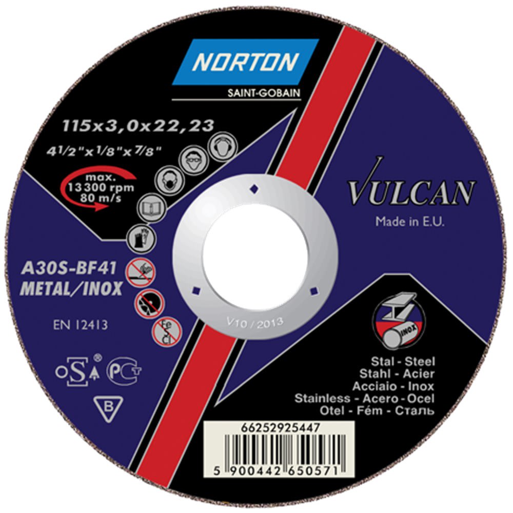 Norton Doorslijpschijf A60S Vlak 125x22.2mm Staal/RVS 1st