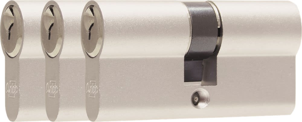 Oxloc Profielcilinder O3 Dubbel 30/30mm Staal Vernikkeld Mat SKG2 Gelijksluitend 3st
