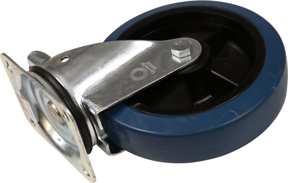 Kelfort Zwenkwiel Met Glijlager 200mm 400kg Met Bevestigingsplaat Verzinkt Blauw