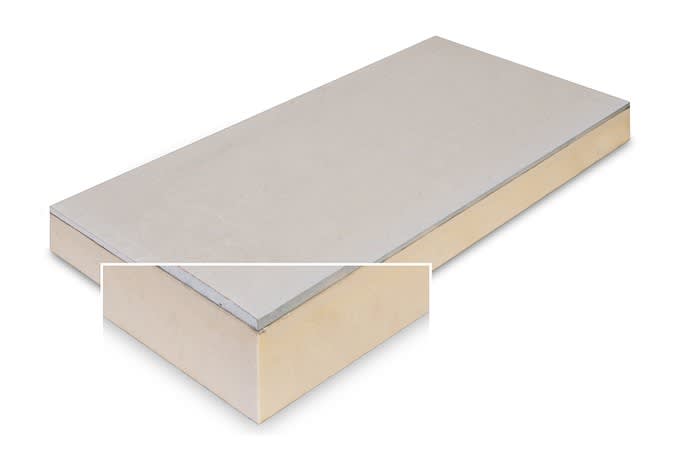 Dewin GipsPIR Plaat 80+12,5mm 260x60cm Rc=3,99 Wand Rc=3,78 Plafond Met Alukraft