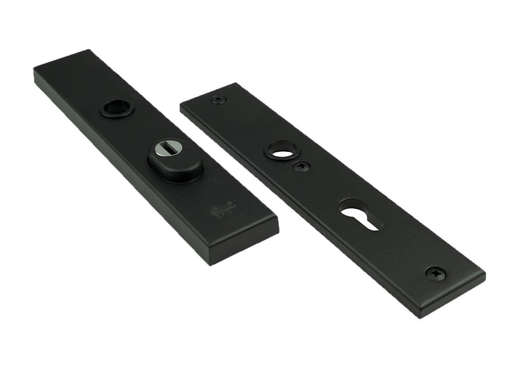 AMI Veiligheidslangschild 251/51 Recht Met Kruk-/Profielcilindergat 251x50mm PC92 Aluminium Zwart SKG3 Met Kerntrekbeveiliging