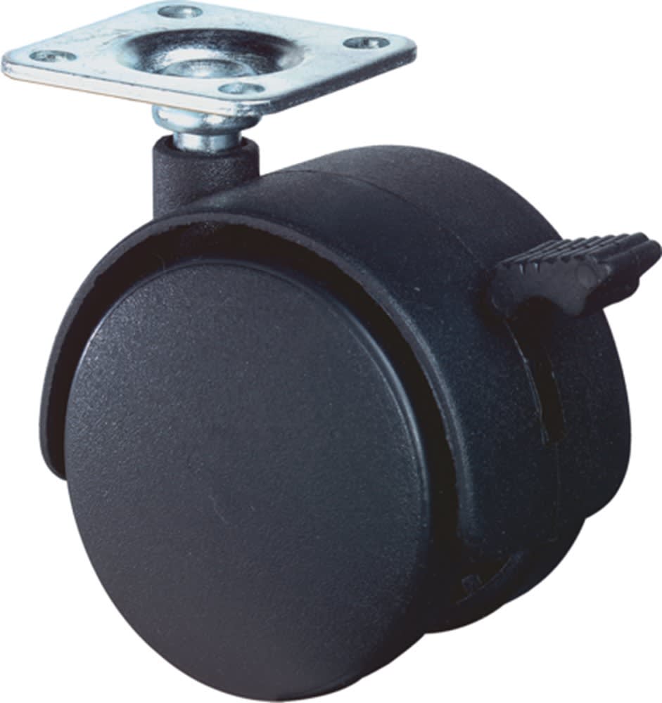 Kelfort Meubelzwenkwiel 50mm 50kg Met Bevestigingsplaat En Rem Zwart