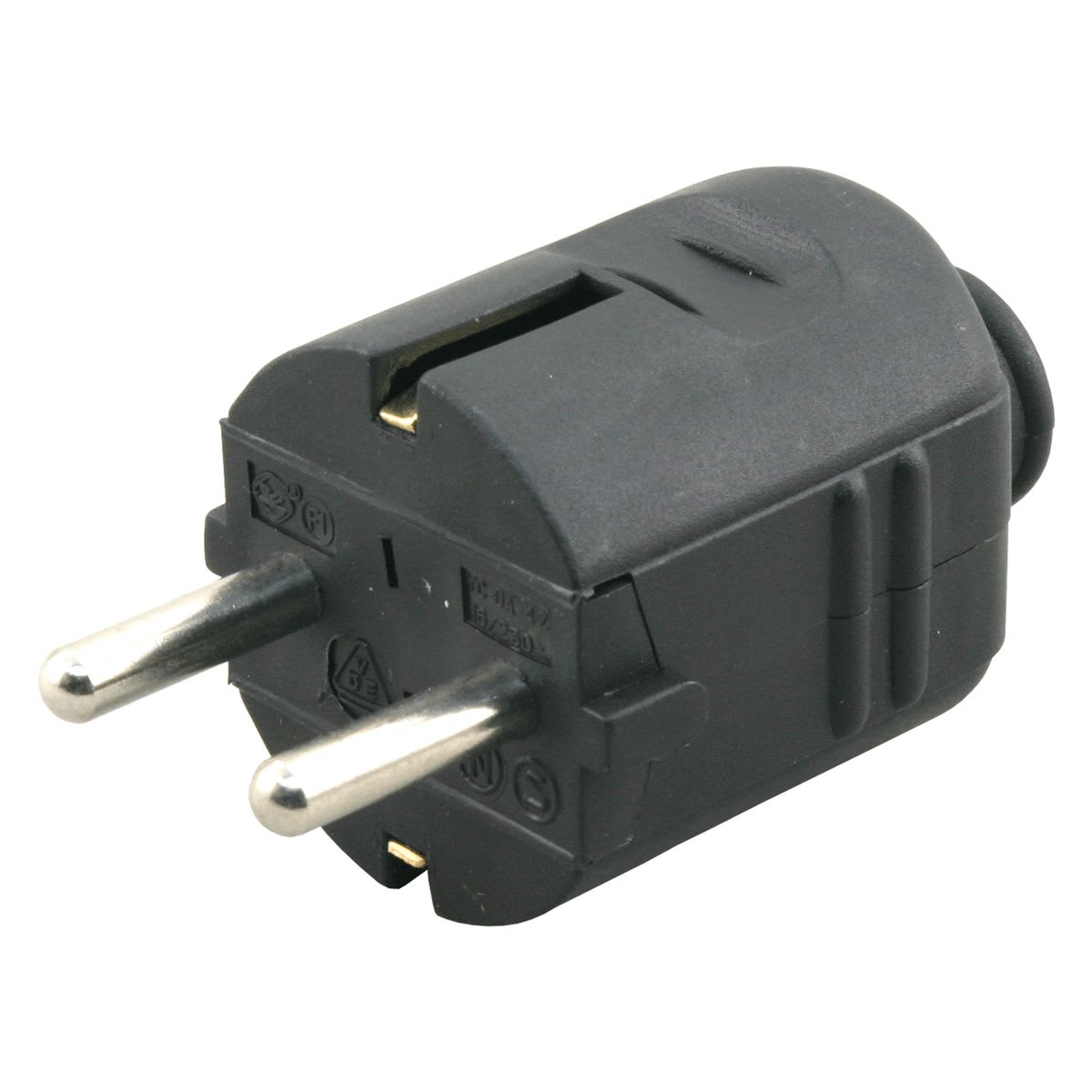 Stekker Randaarde 10/16A Zwart