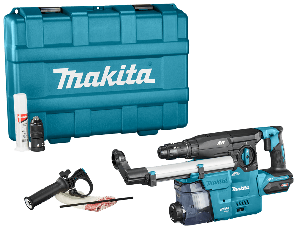 Product afbeelding voor Makita Accu Combihamer HR009GZ02 40V Max Zonder Accu En Lader Met Stofafzuiging In Kunststof Koffer