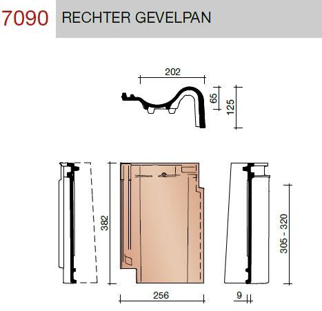 Wienerberger OVH Vario Gevelpan Rechts Matzwart Verglaasd 744