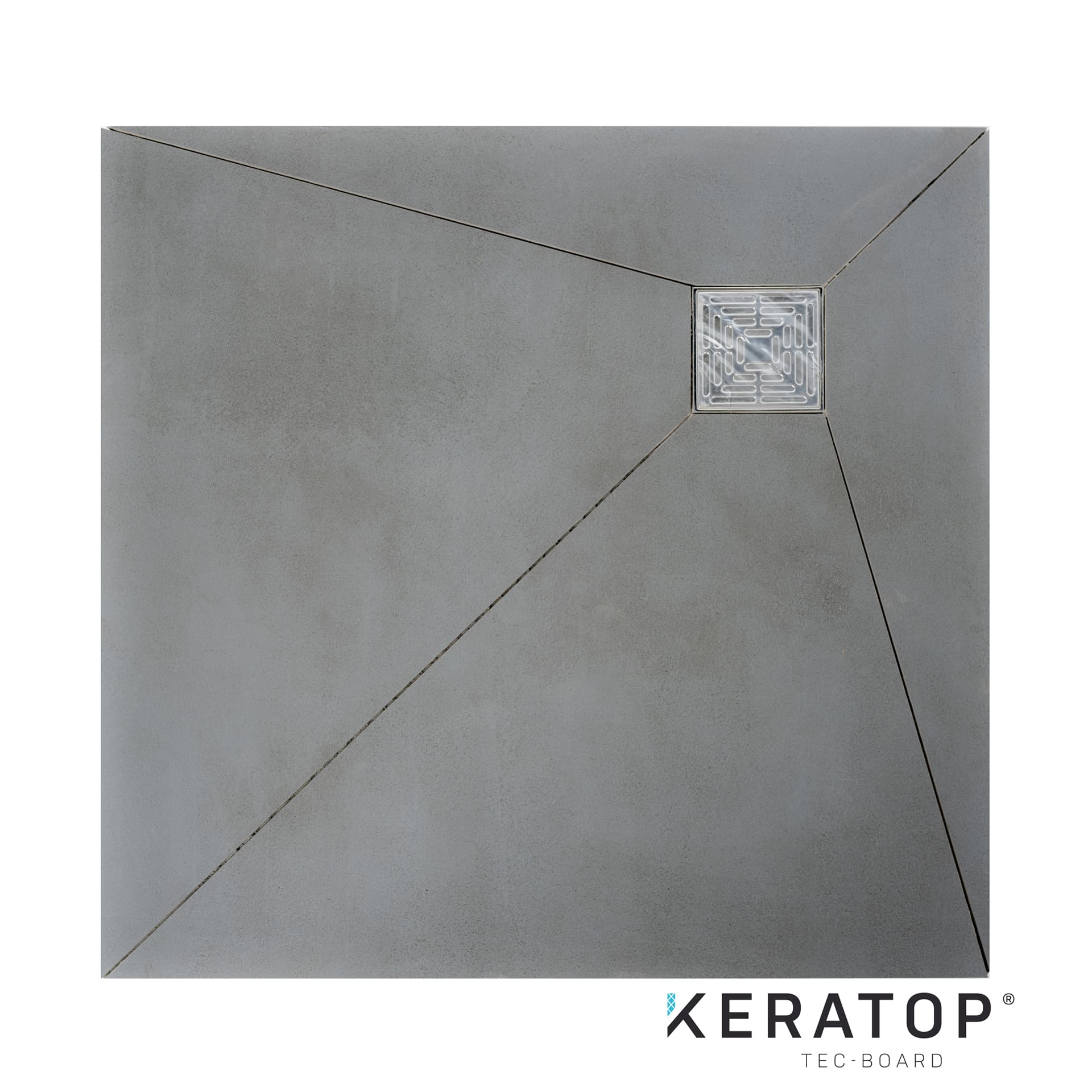 Keratop Tec-Board Douchepaneel Put 100x100cm 40mm Basalt Grey Asymmetrisch