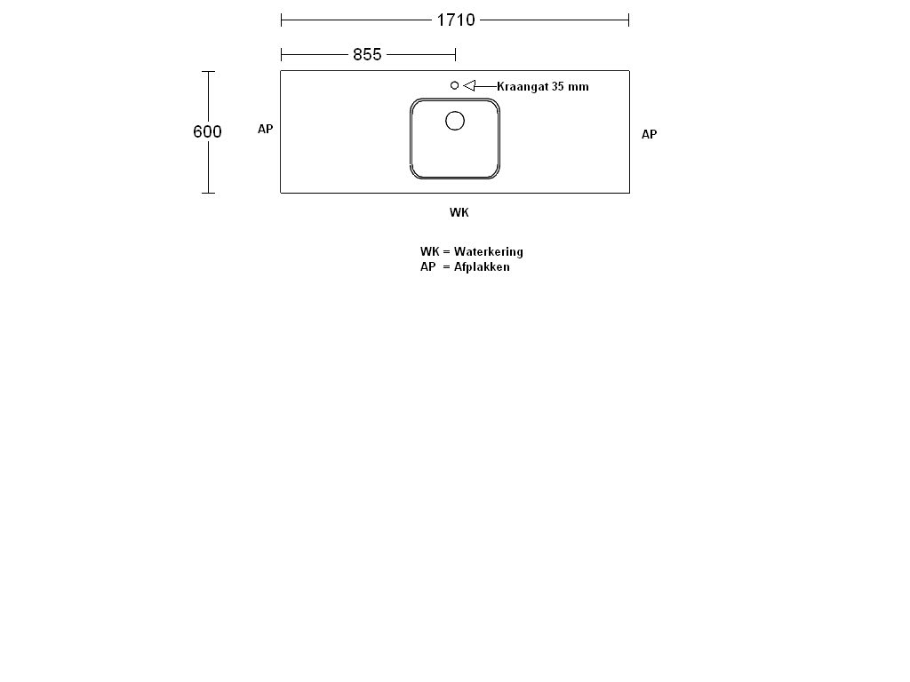 Product afbeelding voor Procasa Keuken Werkblad 171x60cm Multiplex Zwart DE 2390 Voorzien Van Waterkering Zijkanten Afgewerkt Inclusief Spoelbak Lanseto 043N