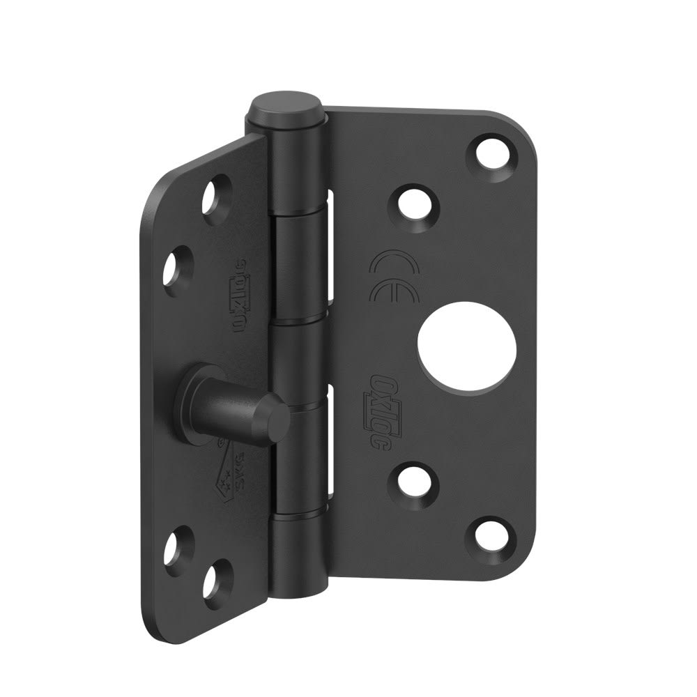 Oxloc Veiligheidsglijlagerscharnier Ronde Hoeken 89x89mm SKG3 Gecoat Zwart 1st