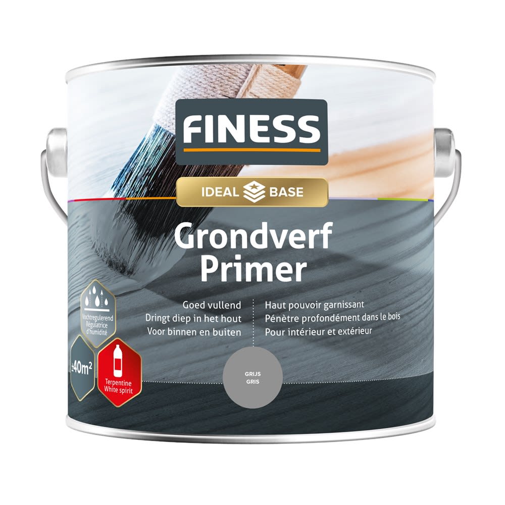 Finess Grondverf Binnen/Buiten 2,5L Grijs