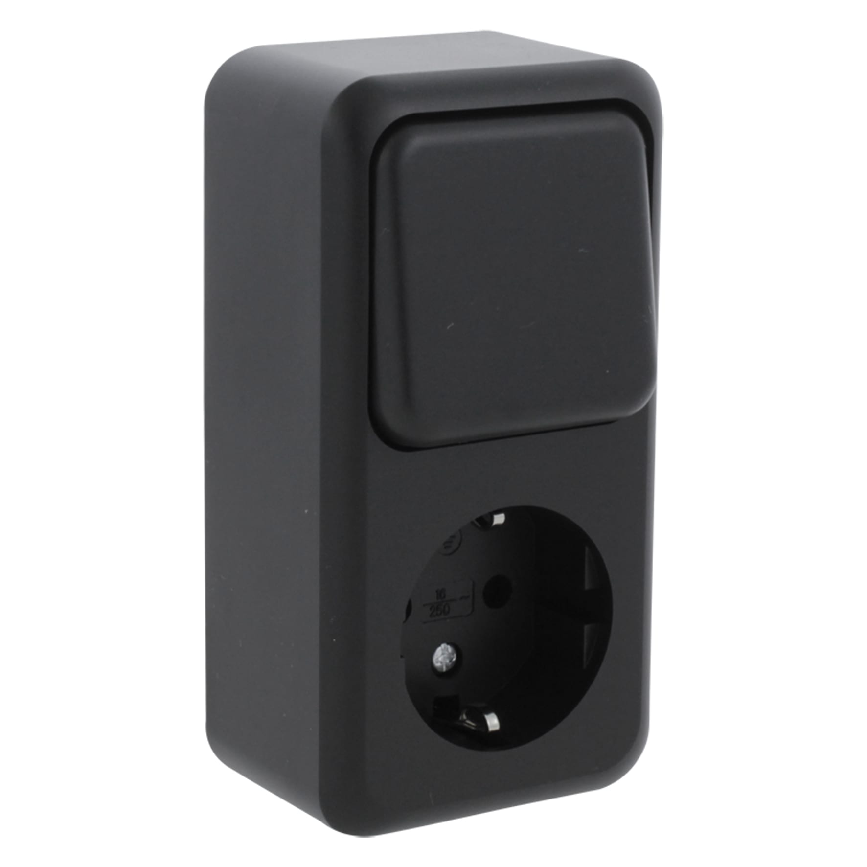 Q-Link Contactdoos/Wisselschakelaar Combinatie Randaarde Zwart