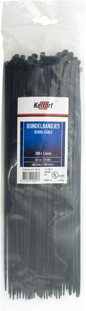Kelfort Bundelband 150x3.6mm Kunststof Zwart UV-bestendig 100st