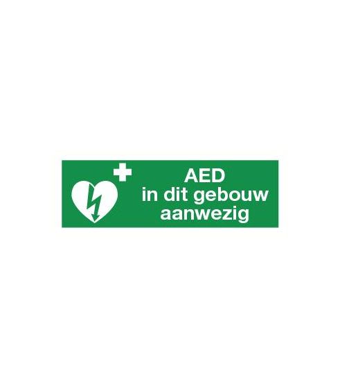 Bord AED In Dit Gebouw Aanwezig 100x300mm Vinyl