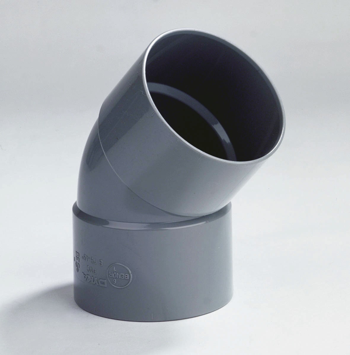 Product afbeelding voor Dyka PVC Bocht 40mm 2LV 45 Graden 2x Lijmmof Grijs