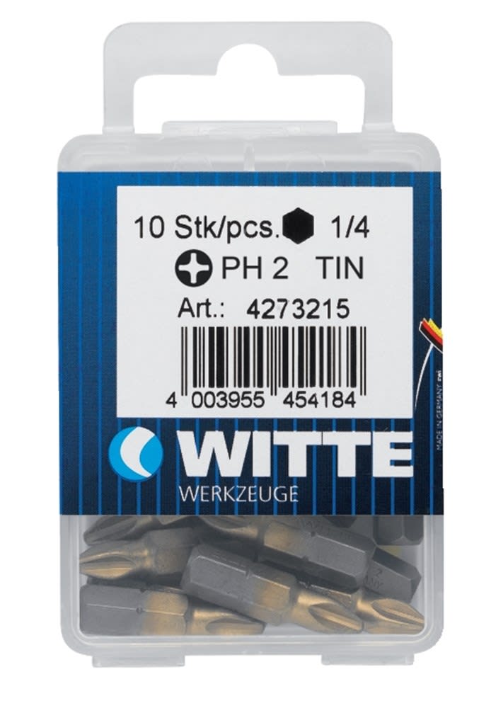 Witte Bit PZ2 1 4 25mm Tin 10 Stuks