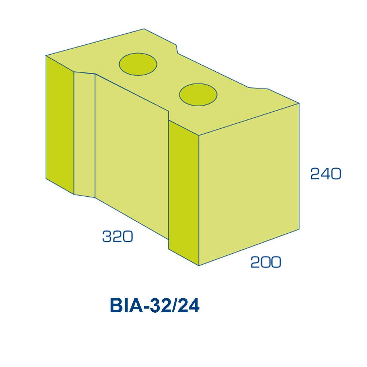 BIA Lichtbetonblok 32/24 Vuilwerk 200x320x240mm