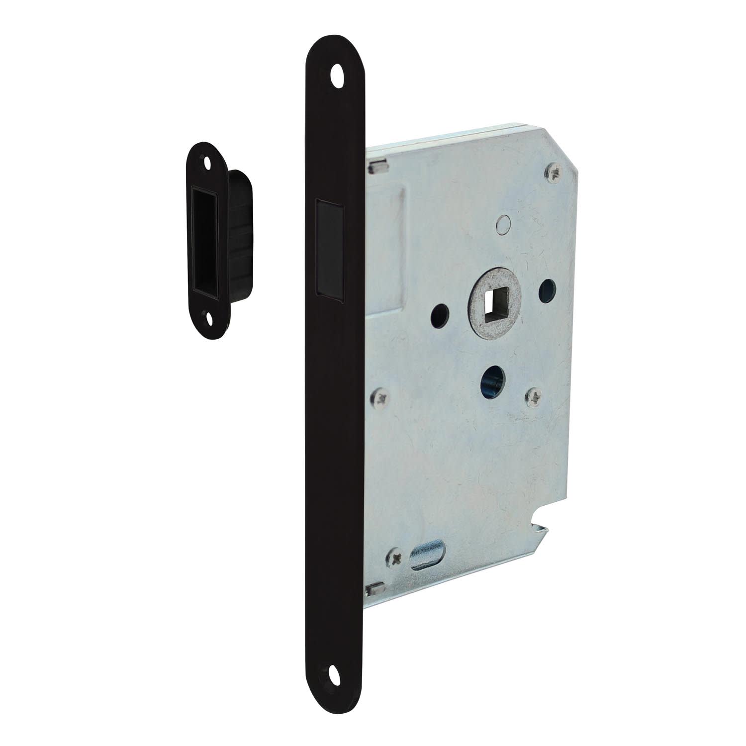 Product afbeelding voor Intersteel Loopslot Magnetisch Doornmaat 50mm Voorplaat Afgerond Zwart Met Sluitplaat/Kom