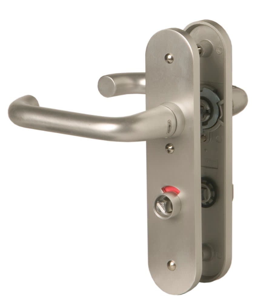 Nemef Deurkruk 3253 Op Schild D-Model Linkswijzend WC63 Aluminium F1 Paar