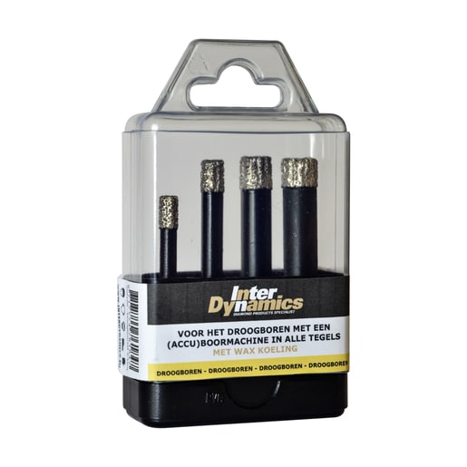 BlackPower Diamanttegelboorset Wax Droog 6-12mm 6-kant 4-delig In Houder