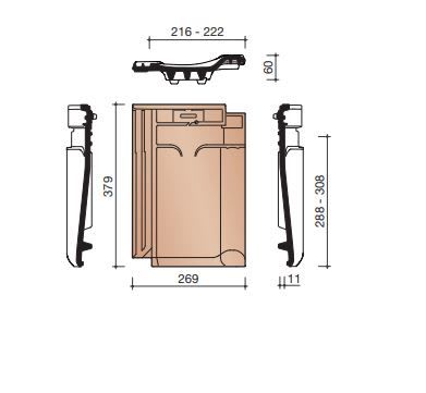 Wienerberger VHV Vario Ventilatie-/Haakdoorvoerpan Met Rooster Matzwart Verglaasd 744