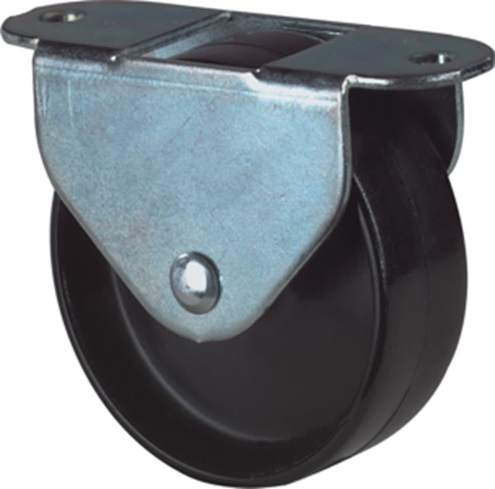 Kelfort Bokwiel Met Glijlager 50mm 60kg Met Bevestigingsplaat Verzinkt Zwart