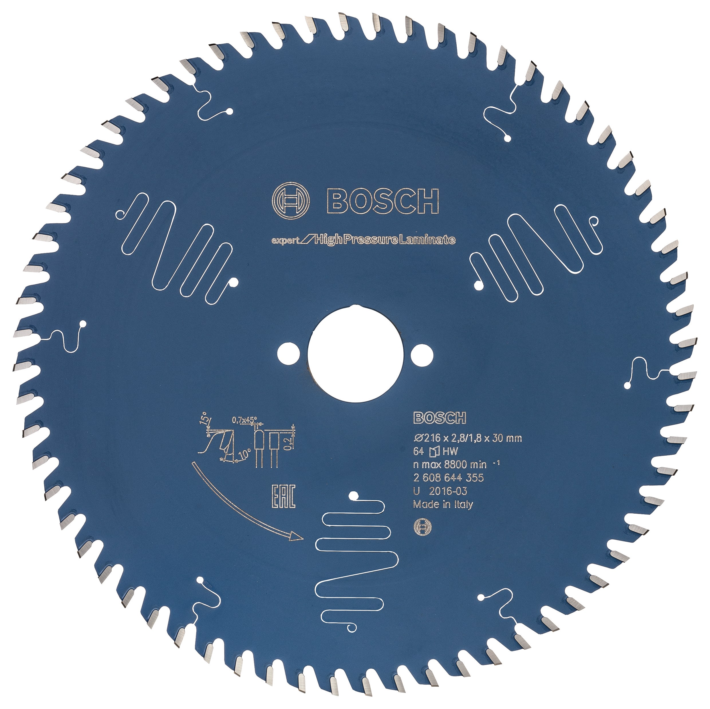 Bosch Cirkelzaagblad Expert HPL 216x30x2,8mm 64tands