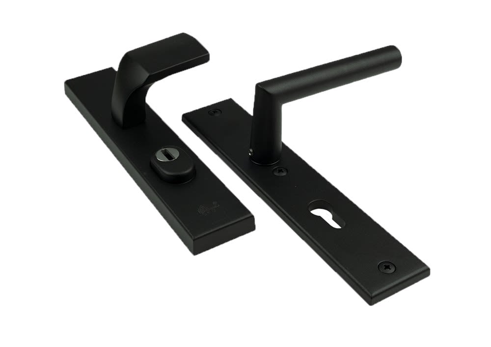 AMI Veiligheidsdeurgarnituur 251/51 Duwer-Kruk Recht Veiligheidslangschild PC55 SKG3 Aluminium Met Kerntrekbeveiliging