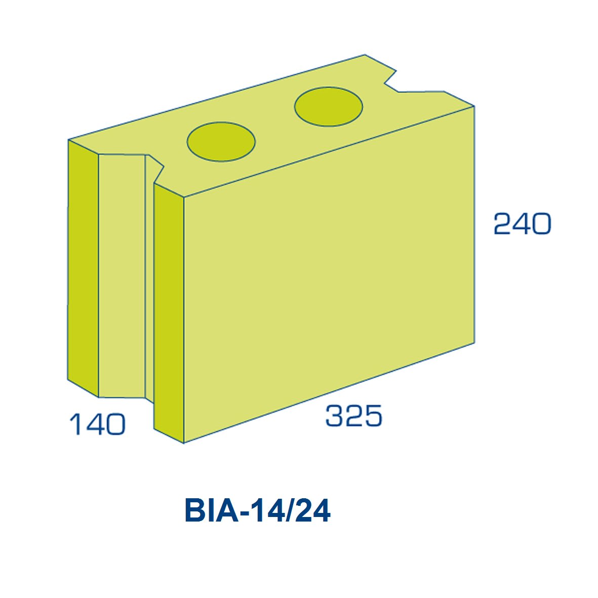 Product afbeelding voor BIA Lichtbetonblok 14/24 Vuilwerk 325x140x240mm 801
