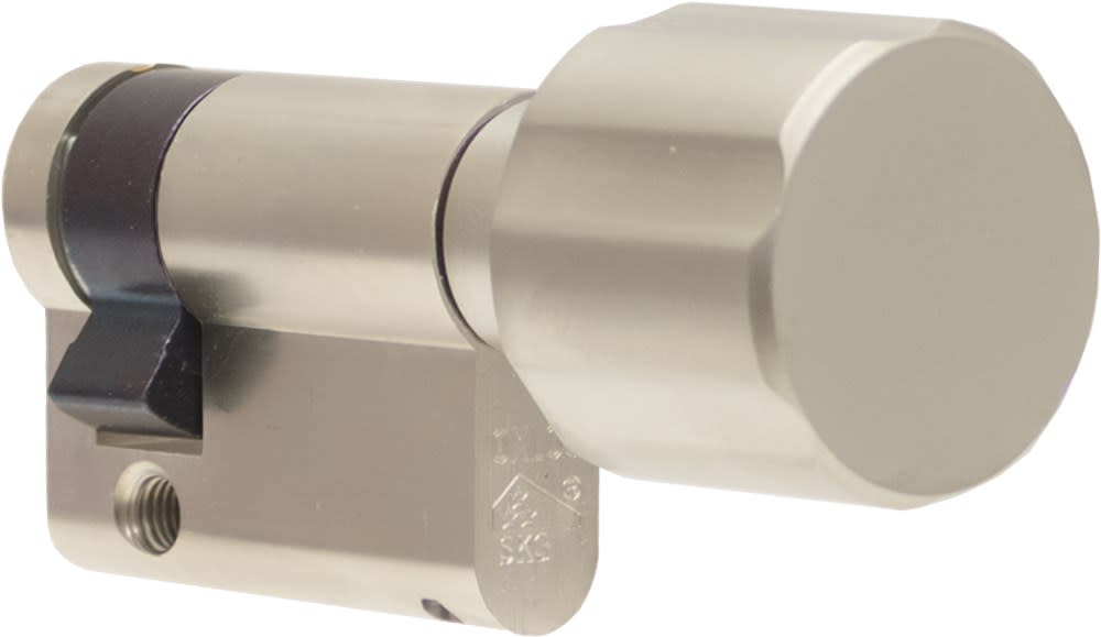 Oxloc Profielcilinder Met Knop O7 Enkel 0/K30mm Staal Vernikkeld Mat SKG2